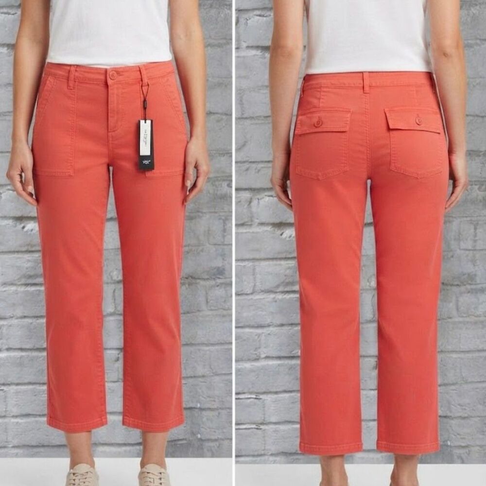 Liverpool Cargo Crop Wide Leg Utility Pants Papaya Size 12/31 NWT
